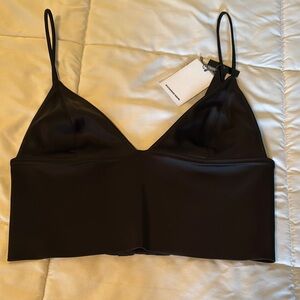 BNWT T by Alexander Wang Black Satin Bustier Bra Too, Sz8